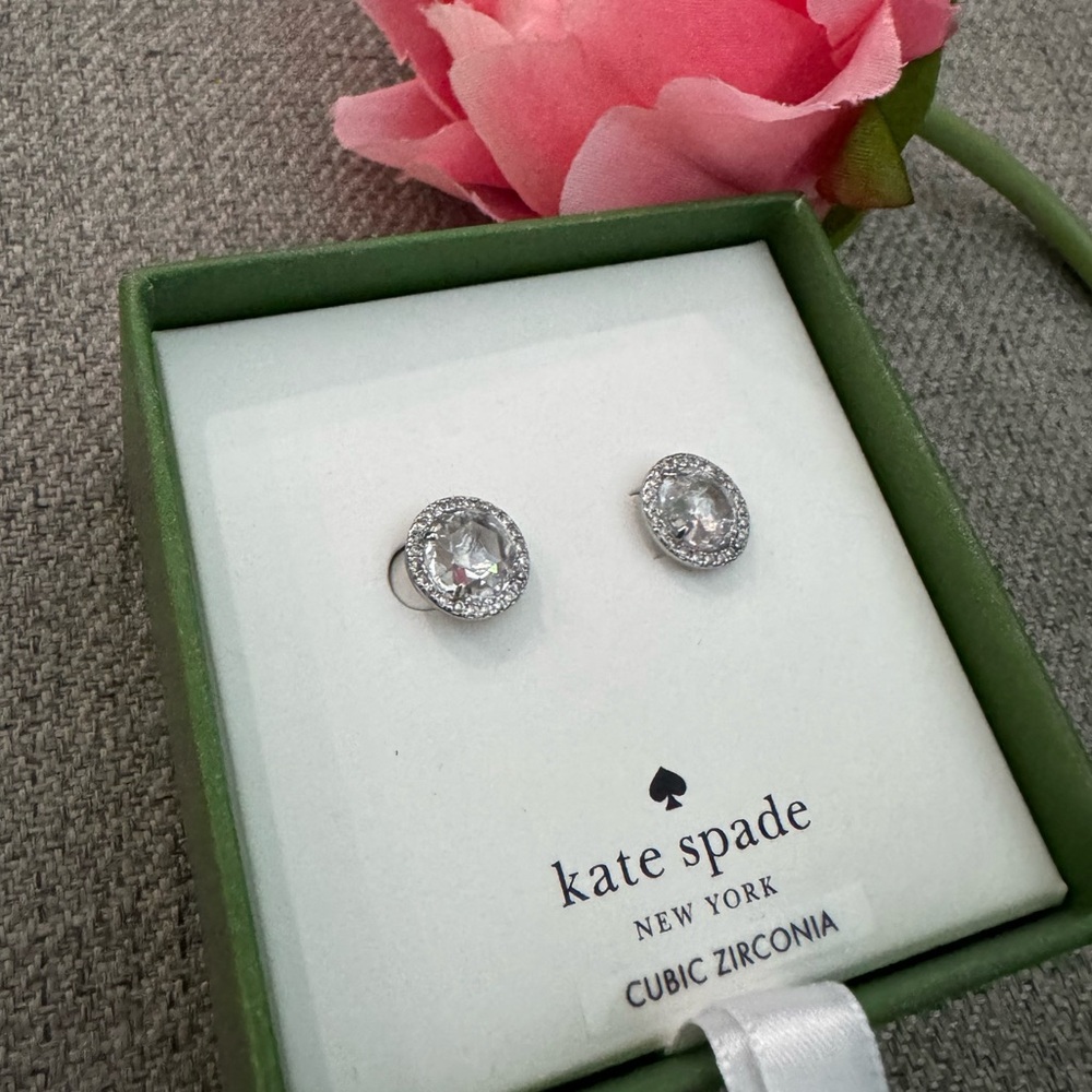 Kate Spade Pave Halo CZ Stud Silver Women’s Earrings✨